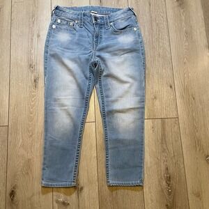 Iconic True Religion Y2K Curvy Skinny Low Rise Capri Cropped Light Wash 28‎ / 6